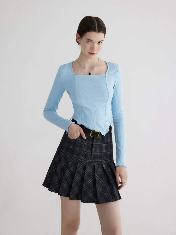 Women's Pleated Plaid Mini Skirt