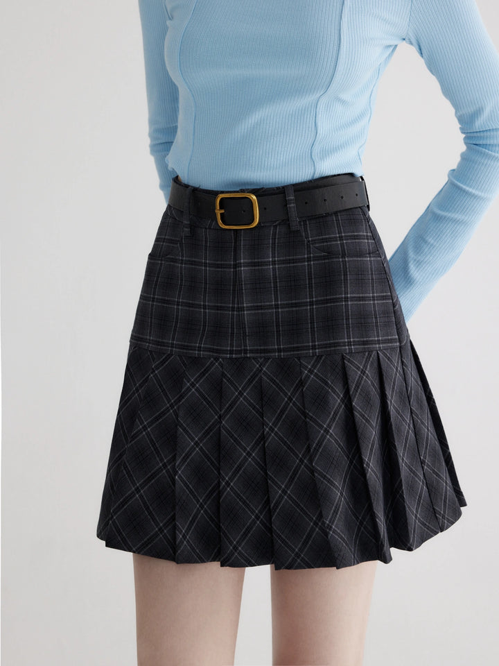 Women's Pleated Plaid Mini Skirt