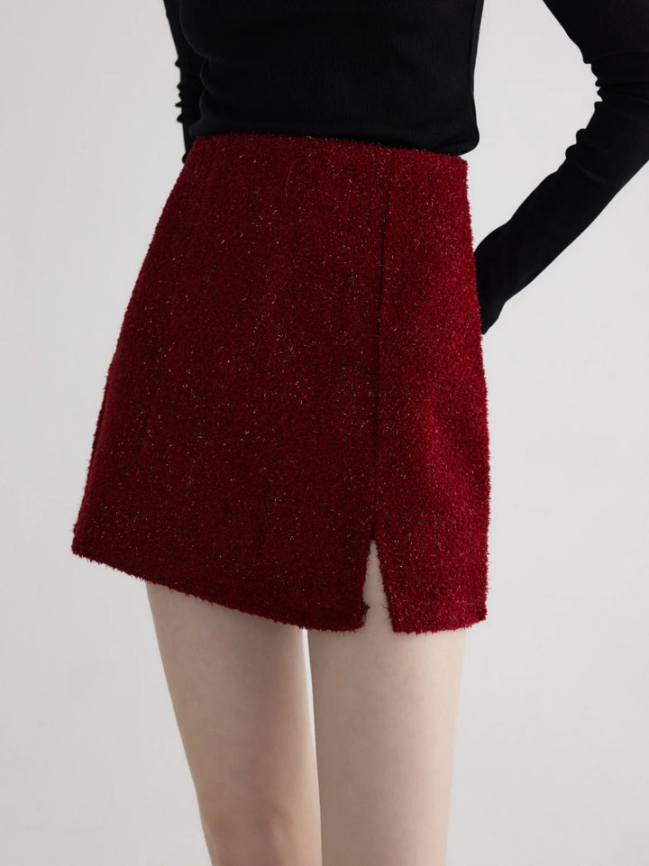 Glittering Mini Skirt with Side Slit