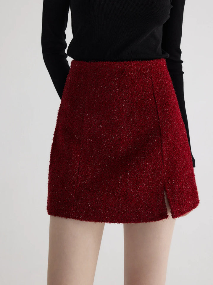 Glittering Mini Skirt with Side Slit