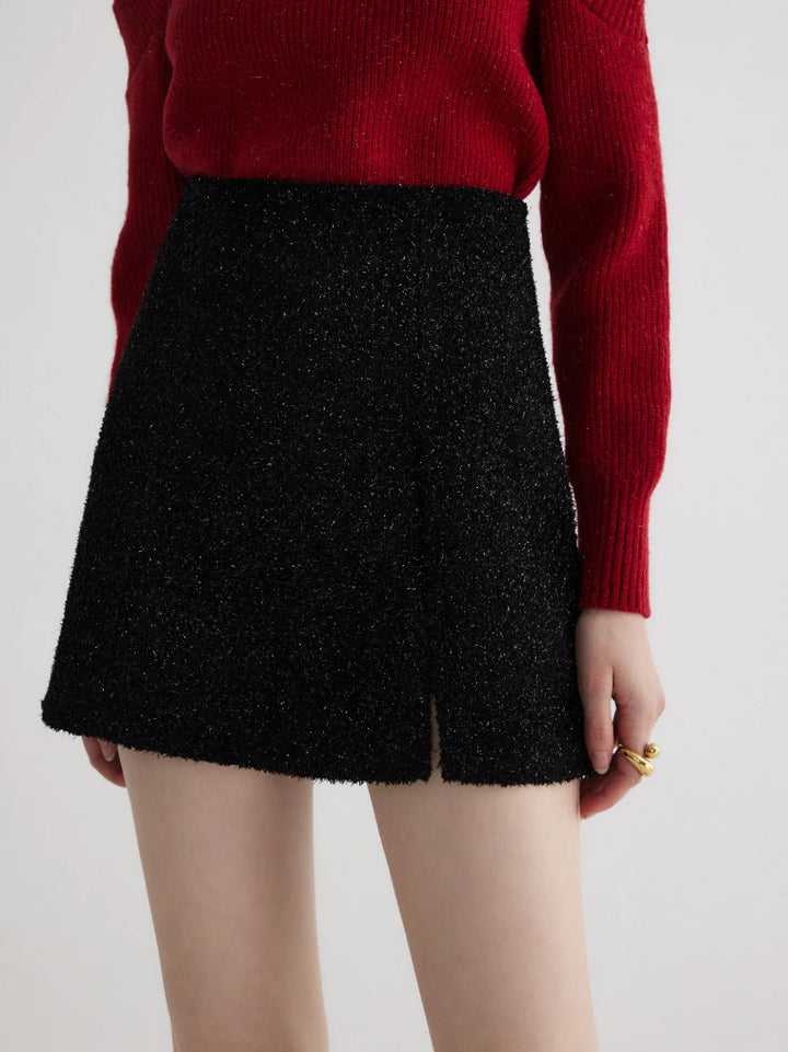 Glittering Mini Skirt with Side Slit