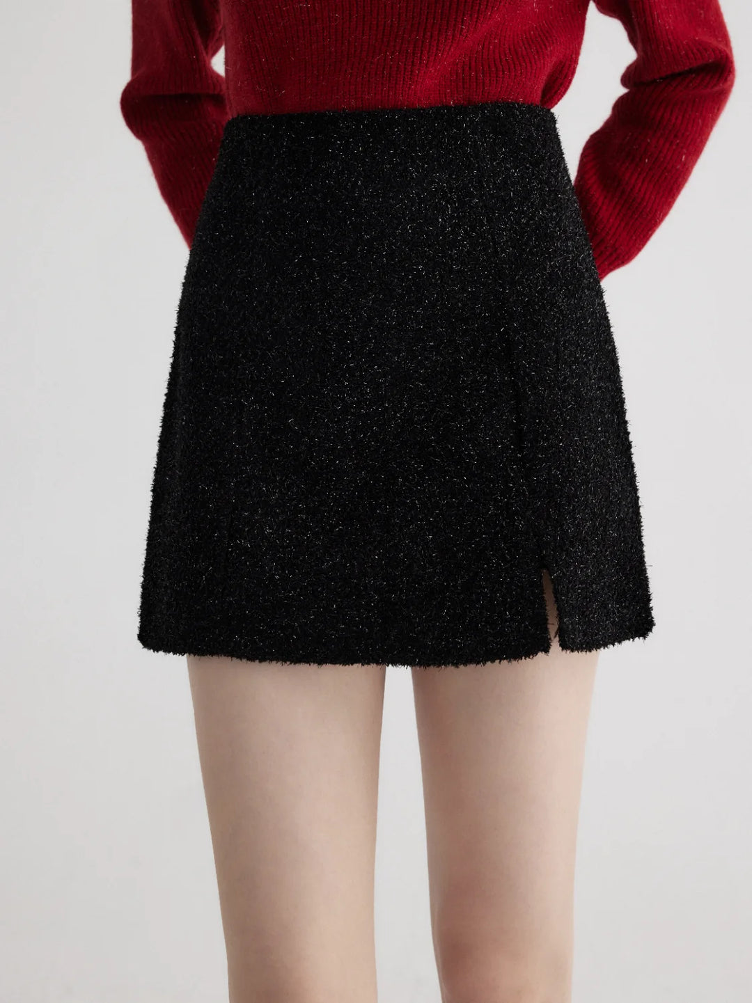 Glittering Mini Skirt with Side Slit