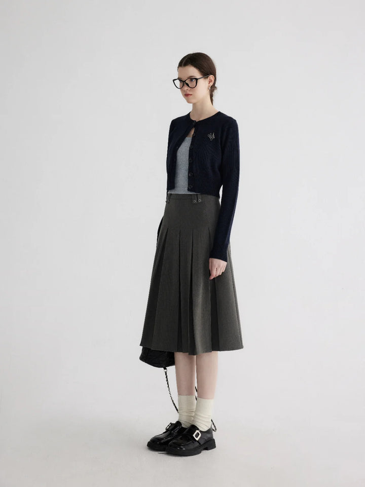 Women's High-Waisted Pleated Midi Skirt