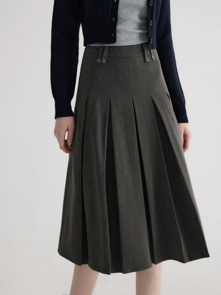 Women's High-Waisted Pleated Midi Skirt