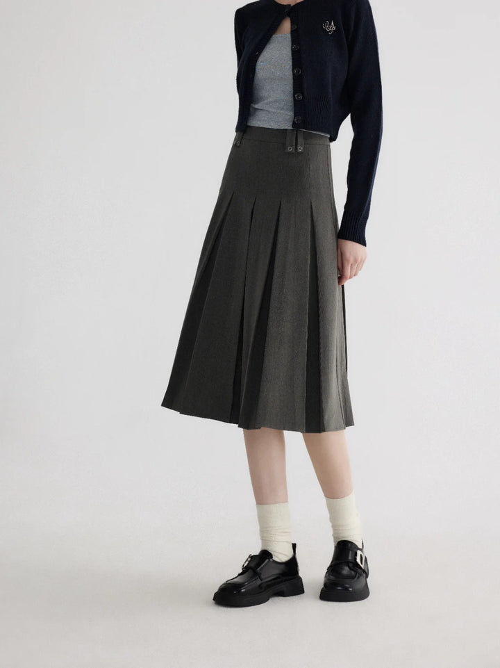 Women's High-Waisted Pleated Midi Skirt