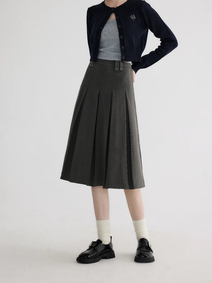 Women's High-Waisted Pleated Midi Skirt