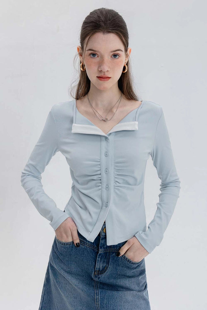 Taillierter Damen-Cardigan mit Knopfleiste und Kontrastbesatz