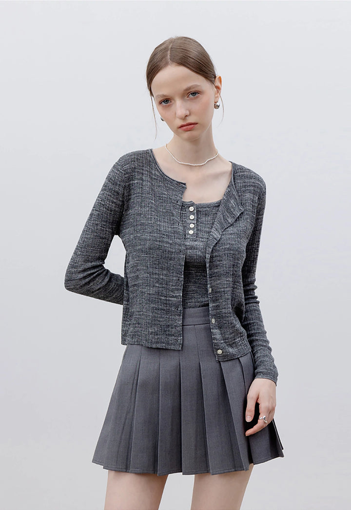 Women's Ribbed Button-Up Cardigan