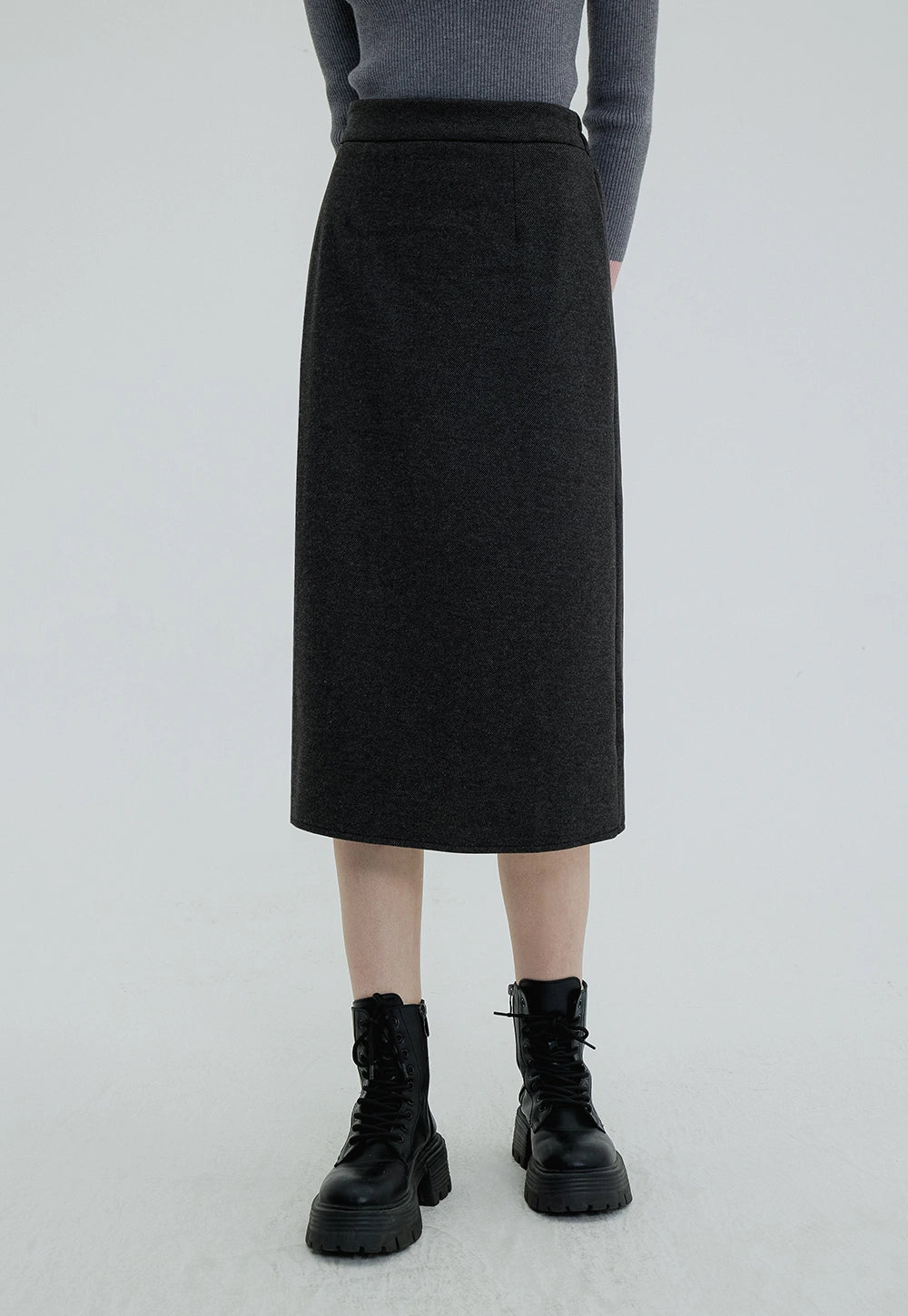 Women's Classic Tailored Midi Skirt with A-Line Cut