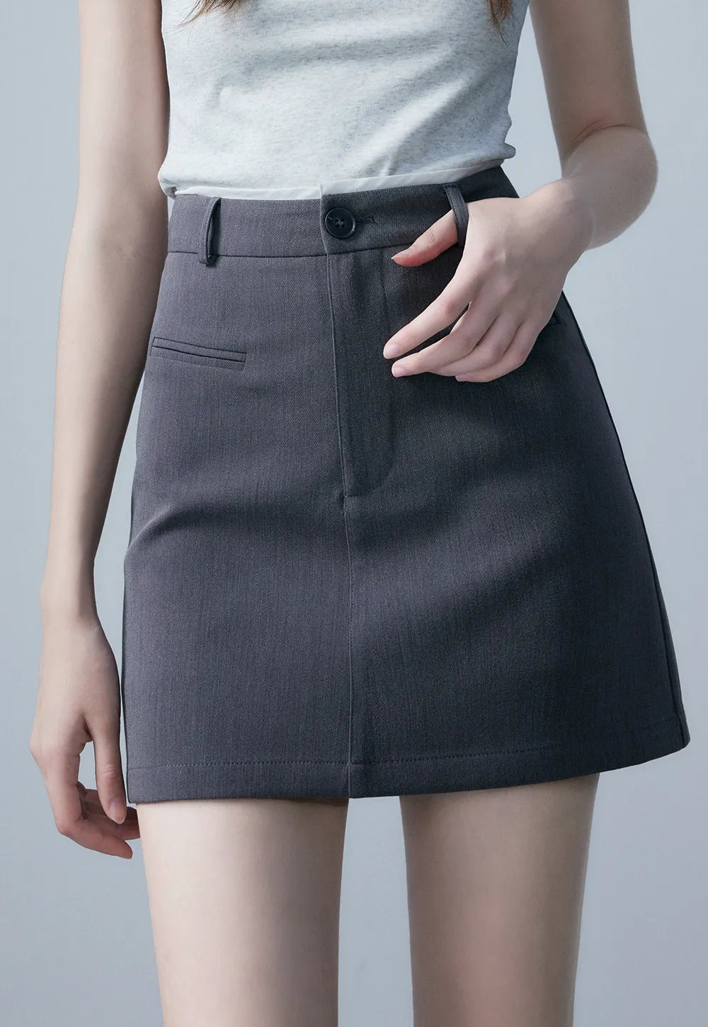 Mini Skirt Formal Wanita dengan Poket Depan