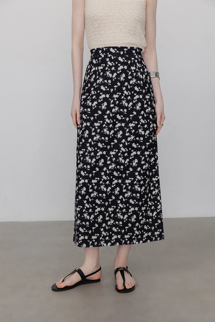 Women's Printed High-Waisted Midi Skirt