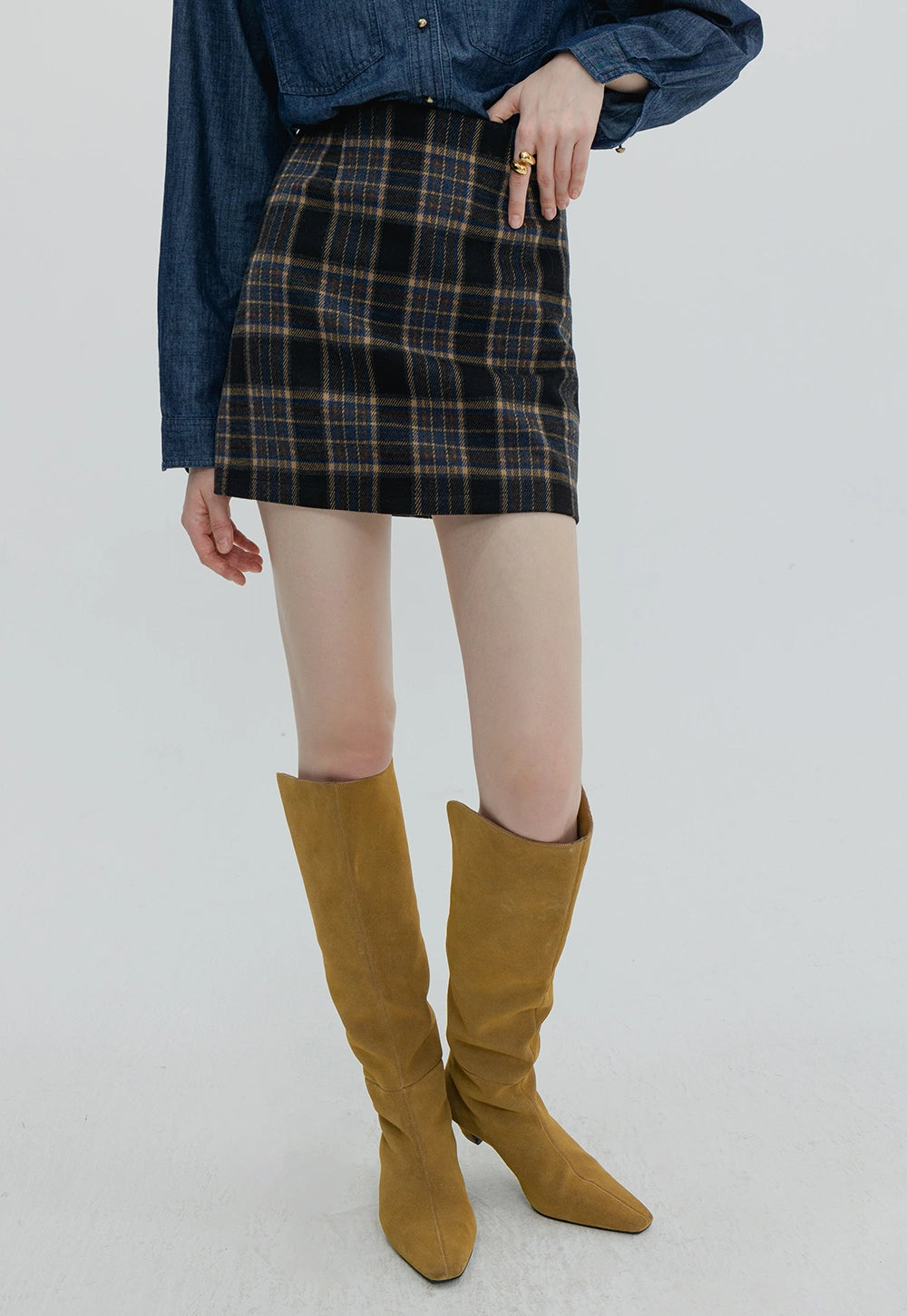 Women's Plaid A-Line Skirt - High Waist Tartan Mini Skirt