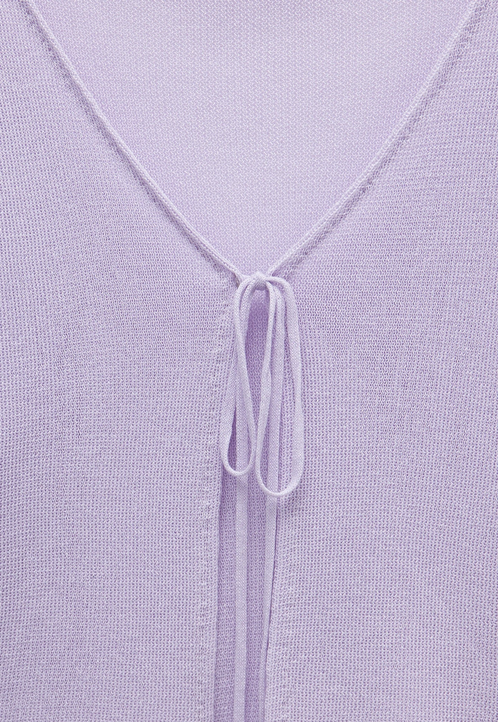 Lilac Tie-Front Knit Cardigan