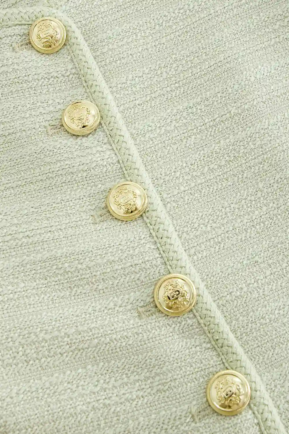 Textured Jacket with Gold Buttons Classic Women's Fashion