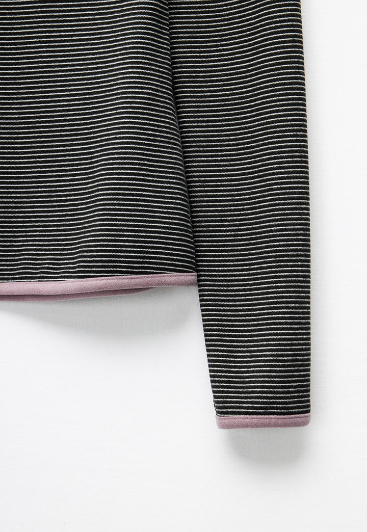 Striped Long-Sleeve Top with Collar