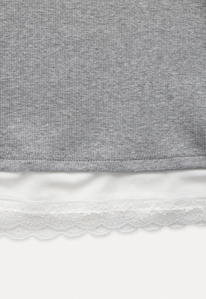 Women's Layered Lace-Trimmed Henley Tee