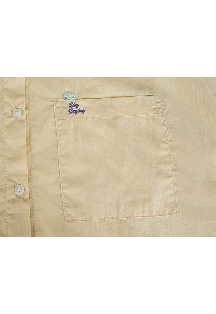 Kurzarm-Button-Down-Hemd für Damen aus Baumwolle in Dusty Rose mit gesticktem Logo