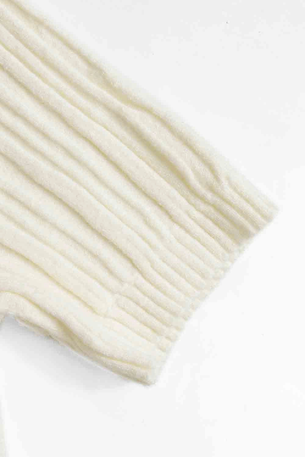 Haut à manches courtes en tricot côtelé pour femme - Col rond polyvalent