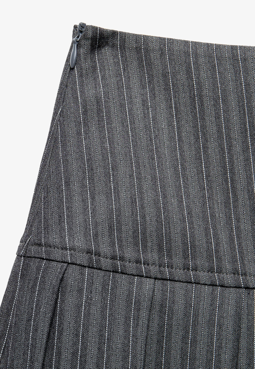 Pinstriped Pleated Skirt with Bow Detail