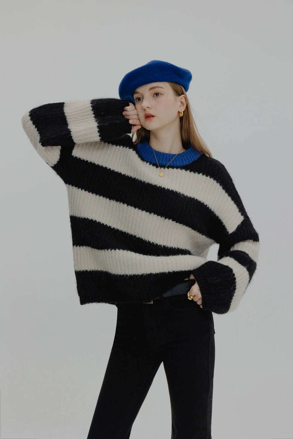 Cozy Striped Crew Neck Sweater