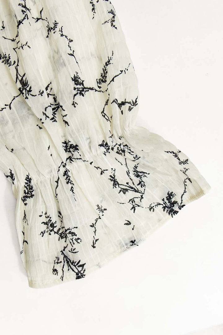 Bohemian Floral Print Long-Sleeve Dress