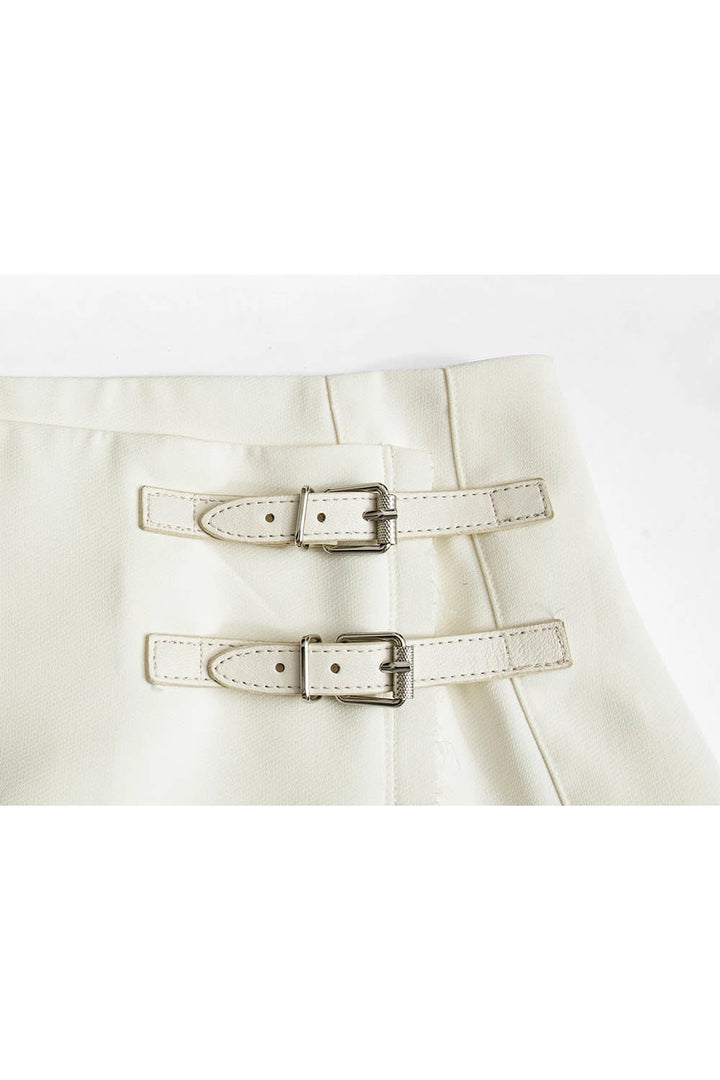 Váy ngắn chữ A dành cho nữ có điểm nhấn khóa và dây thắt lưng có cấu trúc