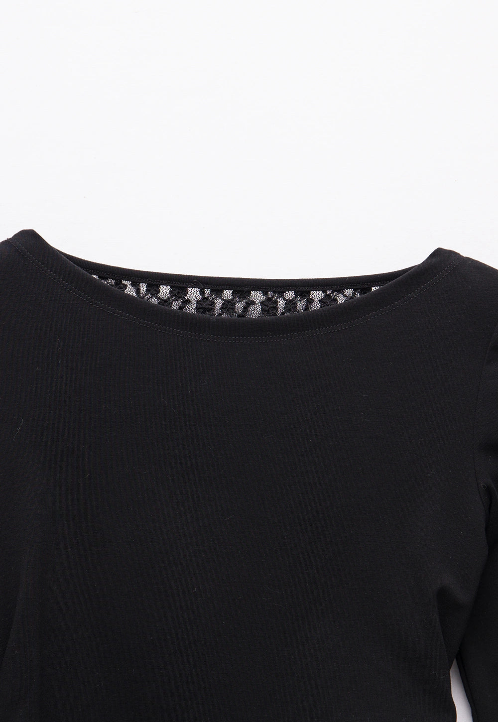 Classic Black Long Sleeve Fitted Top with Ruched Detail