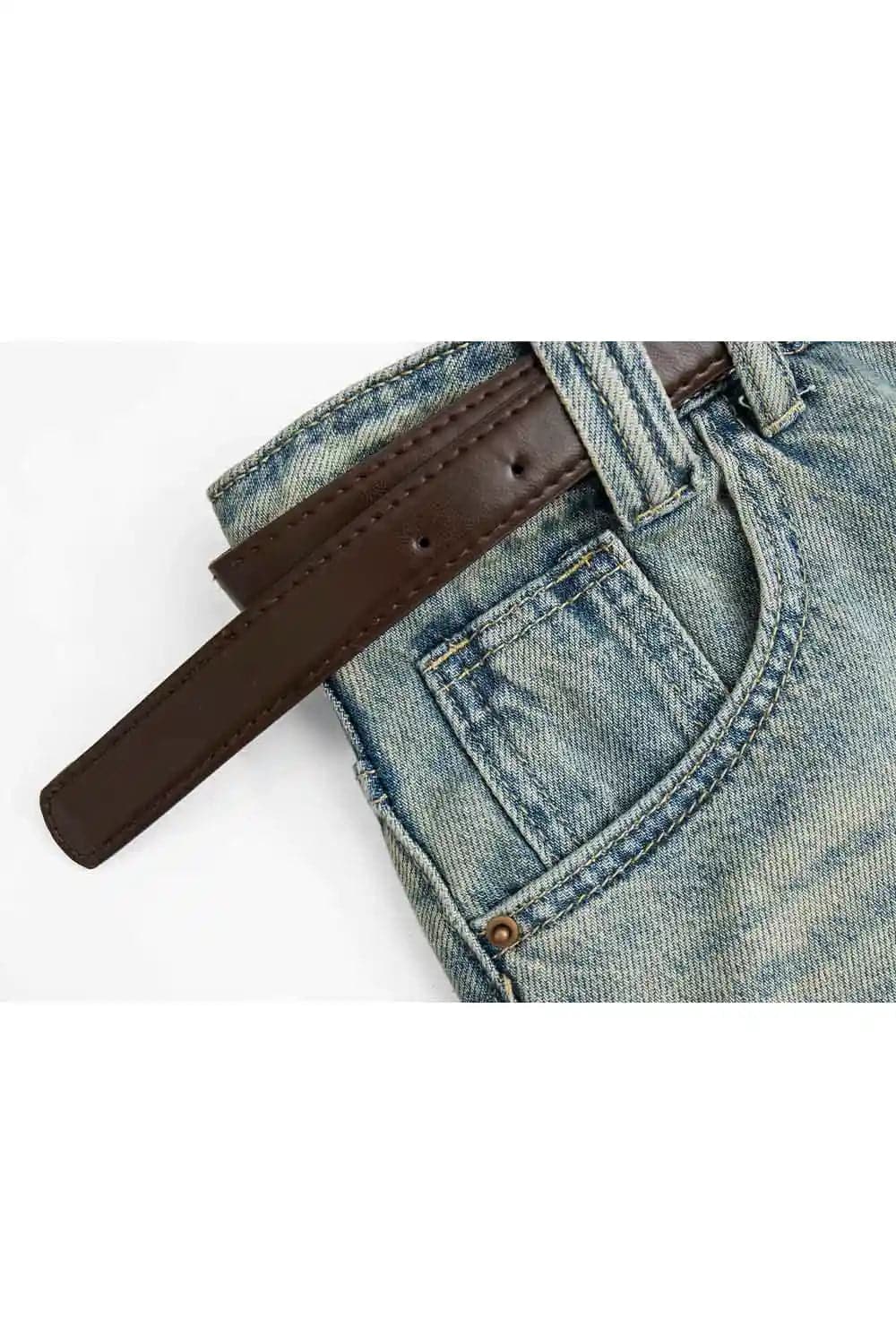 Mini-jupe en jean décontractée avec taille ceinturée