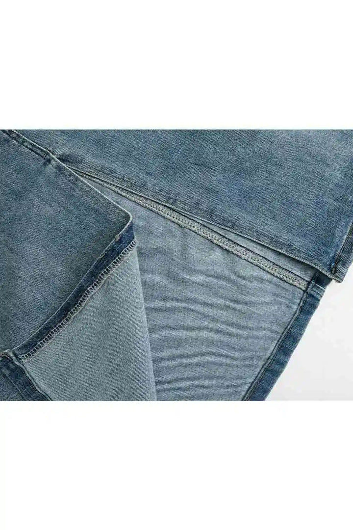 Jupe midi en jean taille haute avec design classique à cinq poches