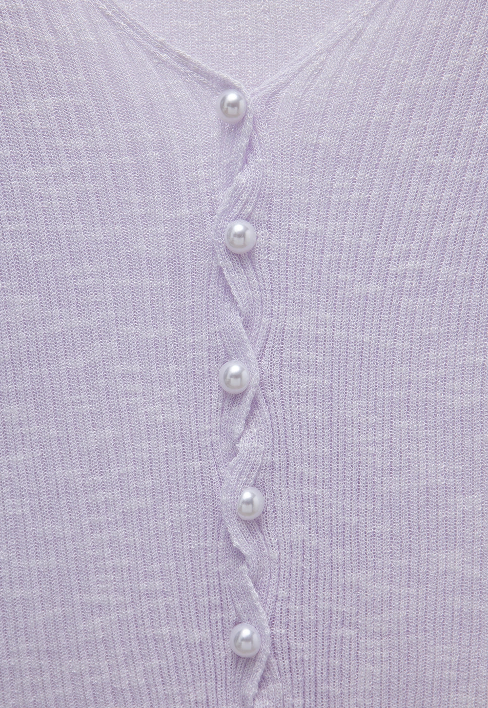 V-Neck Pearl Cross-Button Lightweight Knit Cardigan