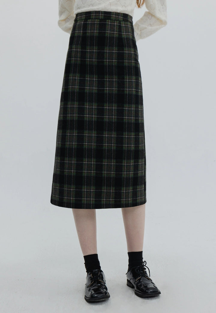 Women's Plaid Long A-Line Skirt - High Waist Tartan Maxi Skirt