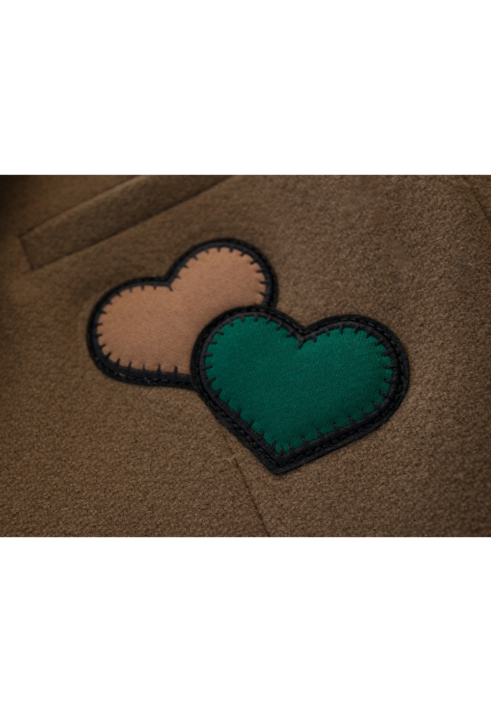 Women's Brown Jacket with Heart Patch and Front Pockets