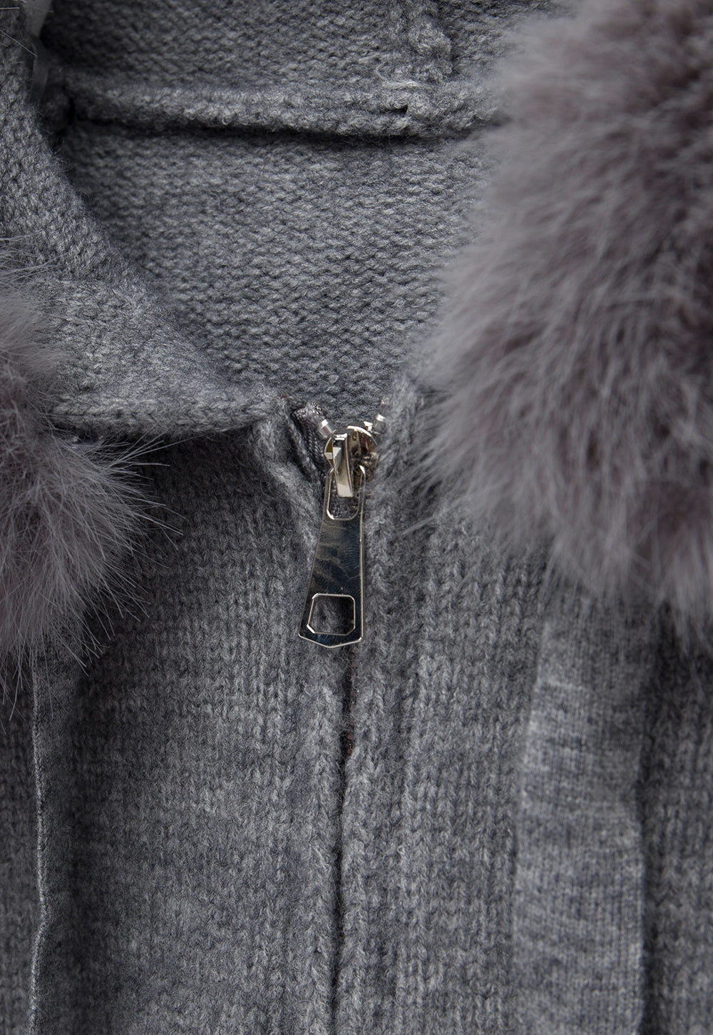 Premium Fur Collar Zippered Hooded Sweater Jacket