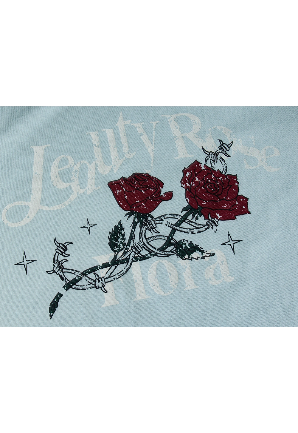 Women's T-Shirt with Red Rose Print and Elegant Script - Casual Cotton Tee