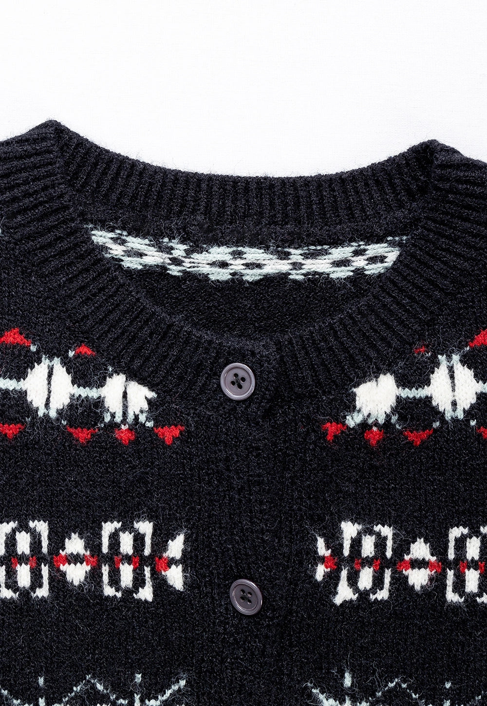 Women's Fair Isle Knit Cardigan with Tie Neck