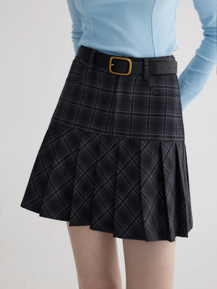 Women's Pleated Plaid Mini Skirt