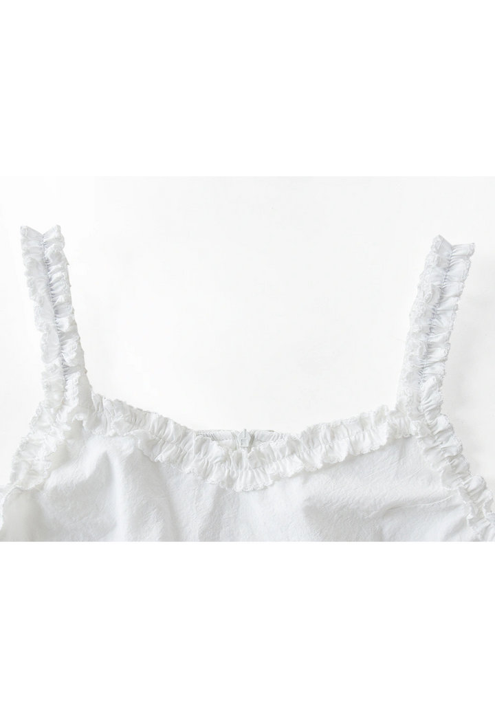 Robe sans manches bordée de dentelle blanche pour femmes