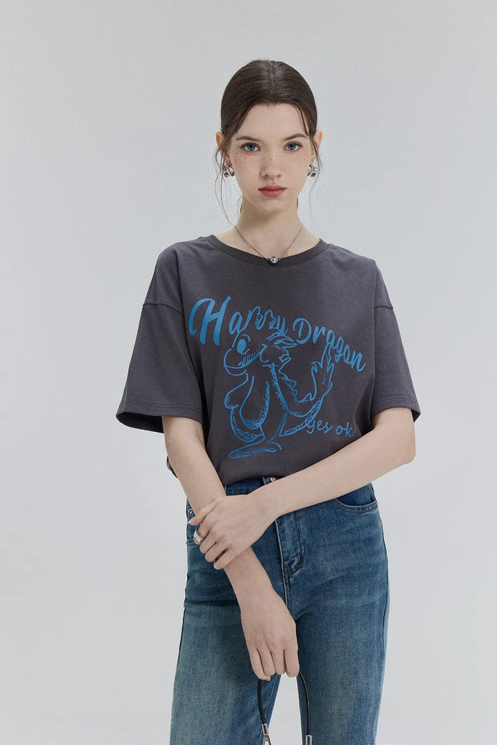 Cheerful Dragon Graphic Tee – Spreading Smiles and Style