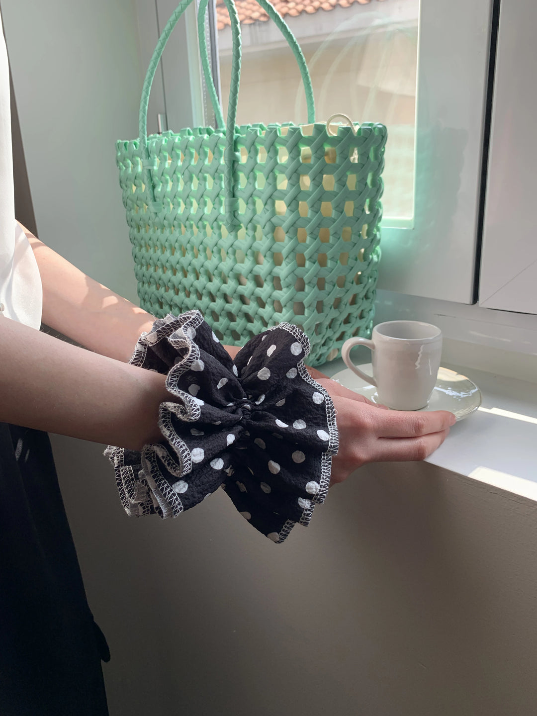 Polka Dot Ruffle Scrunchie