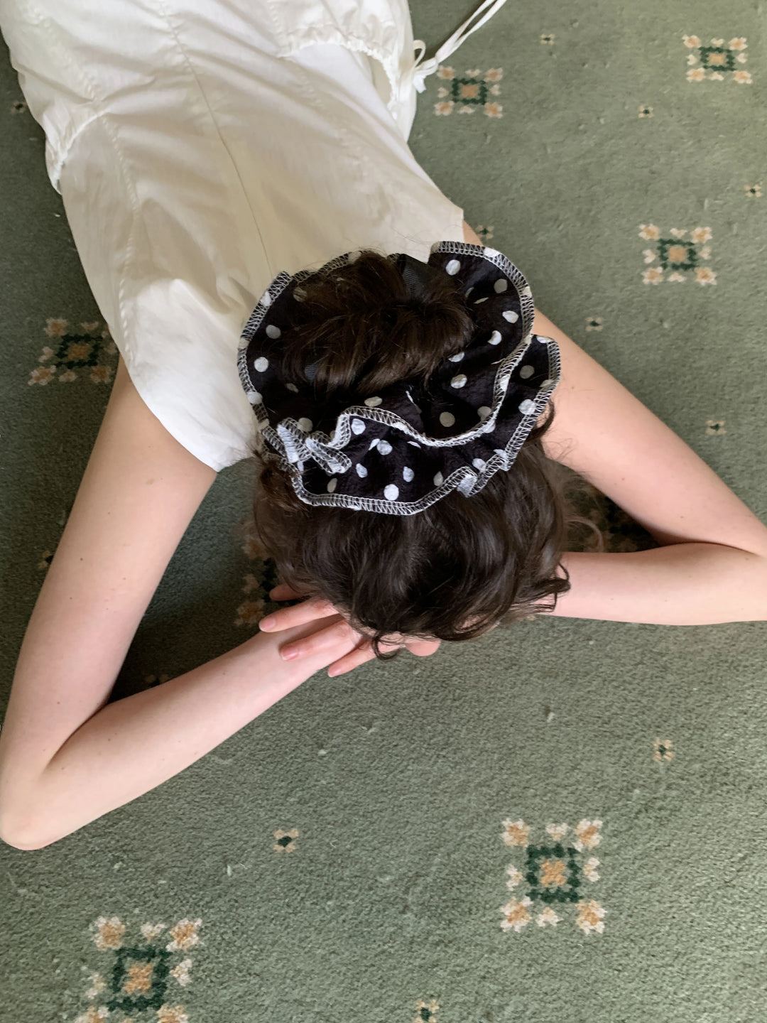 Polka Dot Ruffle Scrunchie