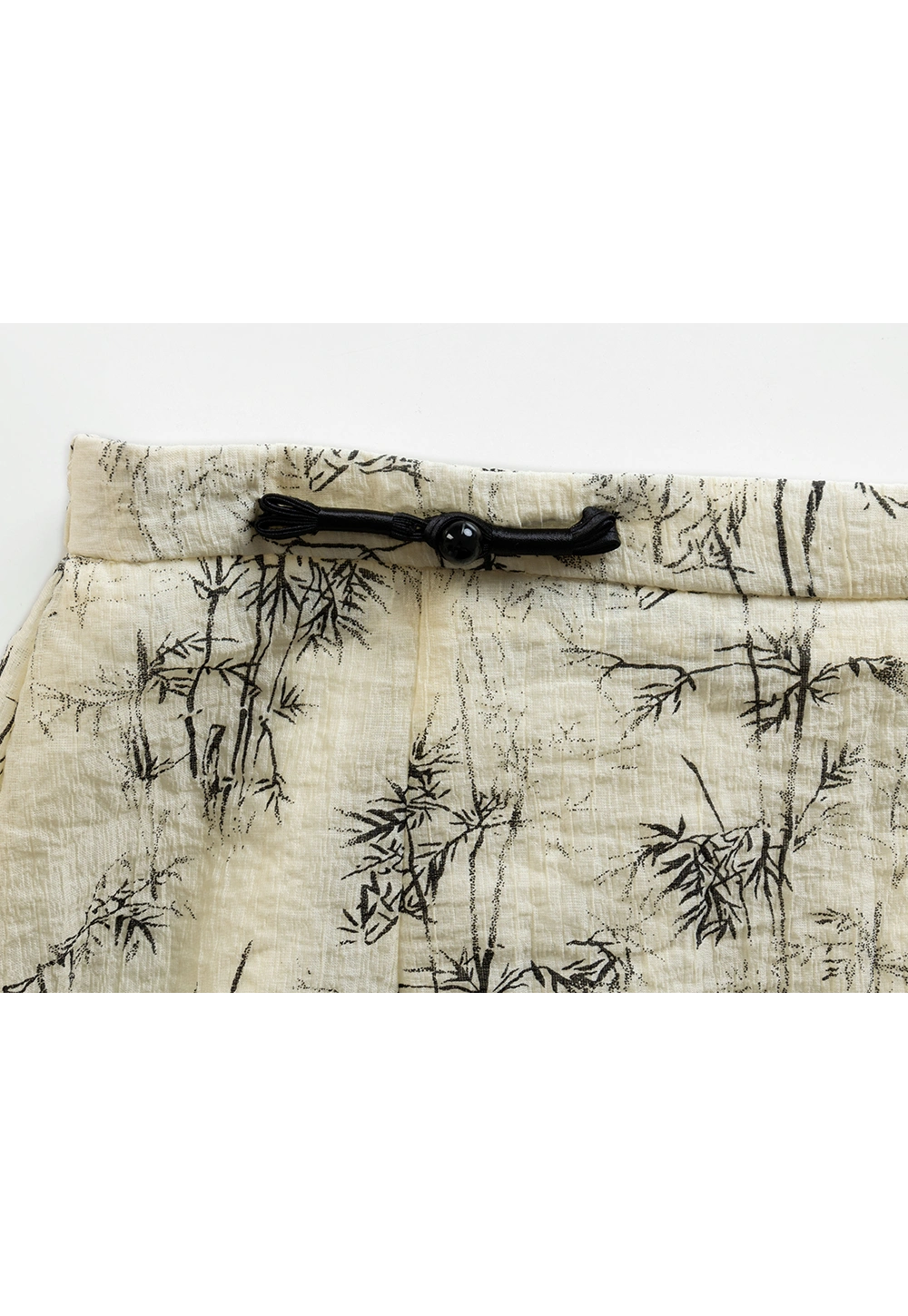 Women's Beige Maxi Skirt with Black Bamboo Print