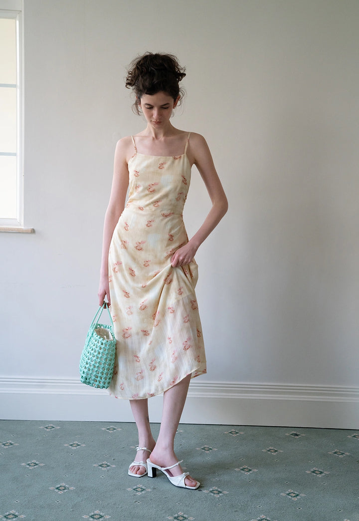 Floral Satin Ruched Slip Dress