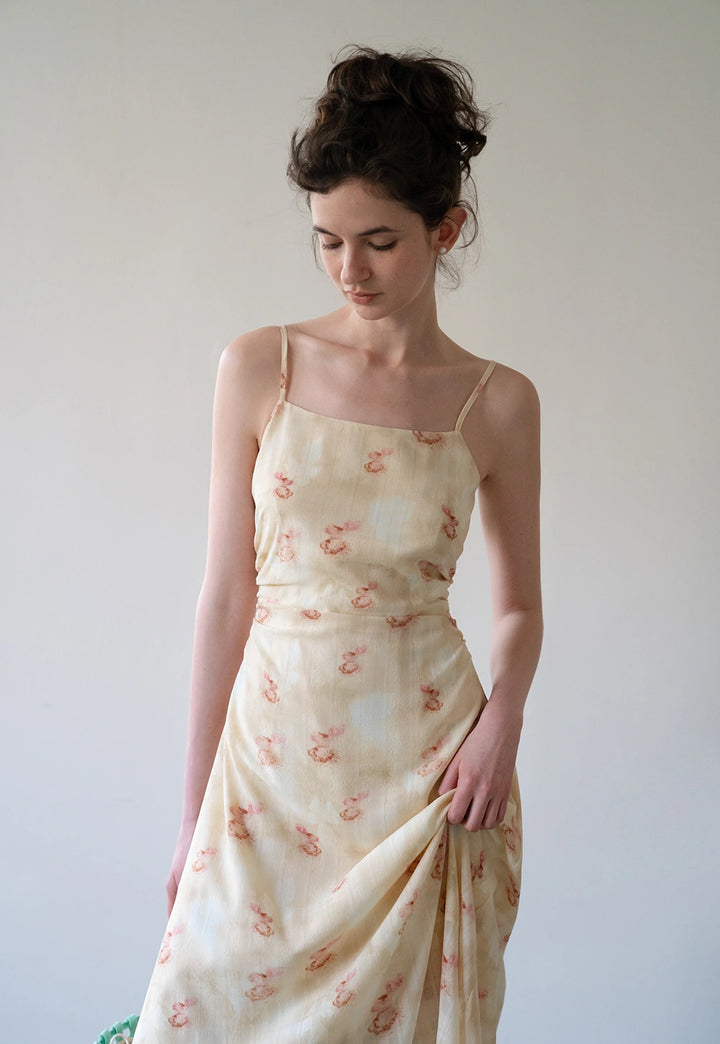 Floral Satin Ruched Slip Dress