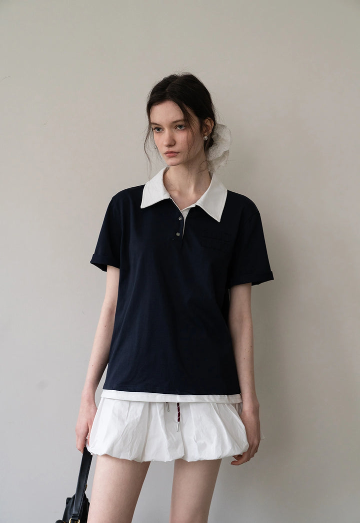 Women's Contrast Collar Polo Shirt