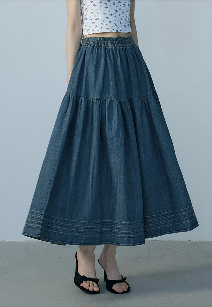 Skirt Midi Denim Wanita