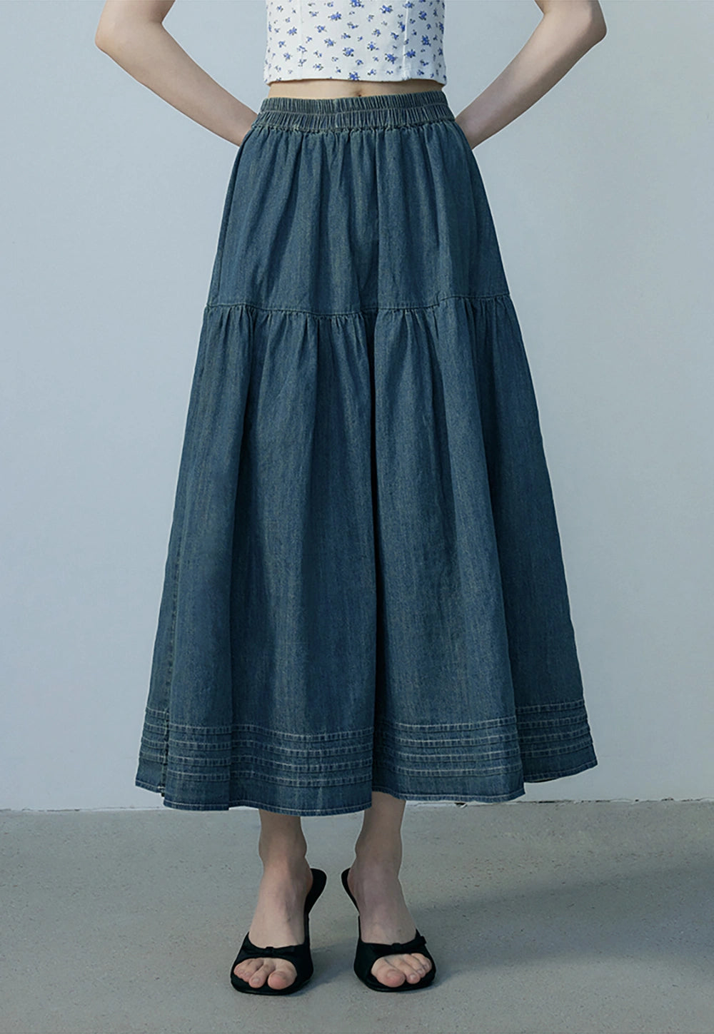 Skirt Midi Denim Wanita