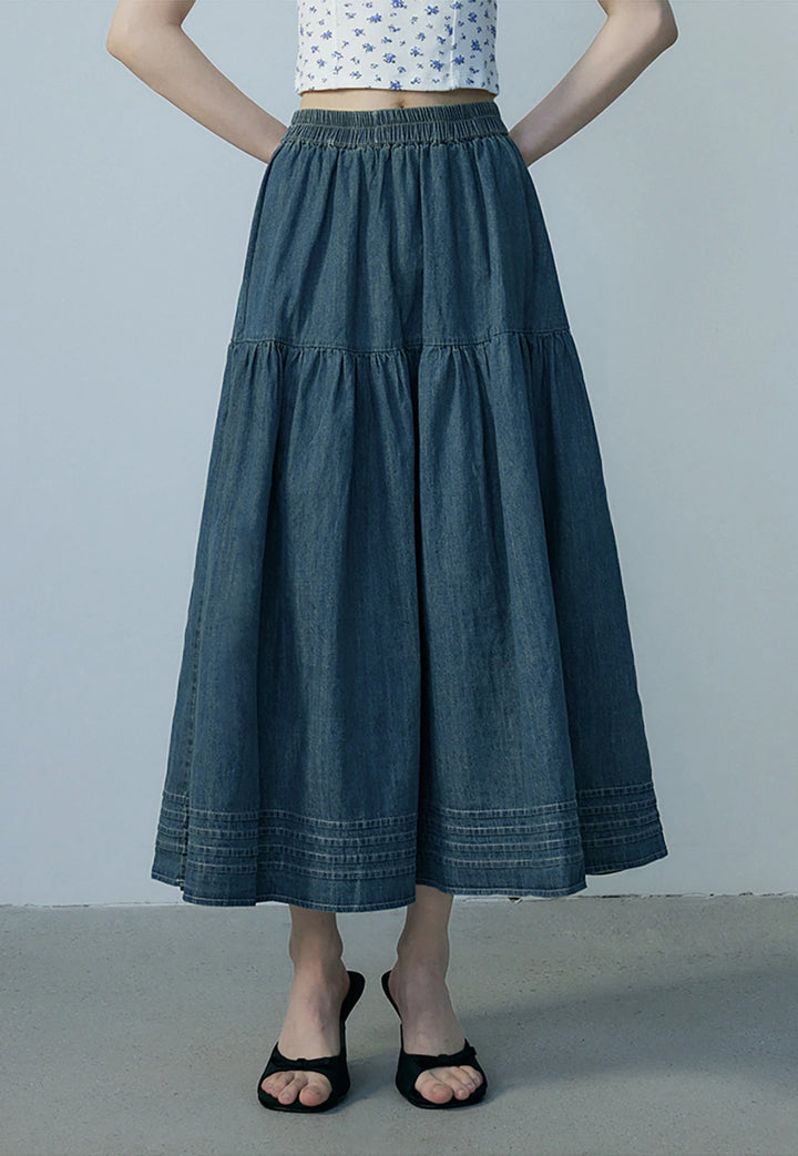 Gonna midi in denim da donna