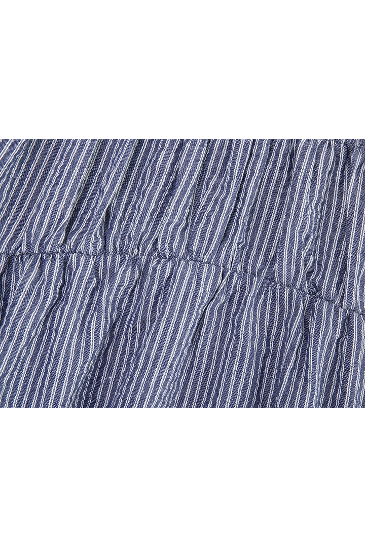 Robe midi plissée à rayures et bretelles spaghetti pour femmes de coloris bleu