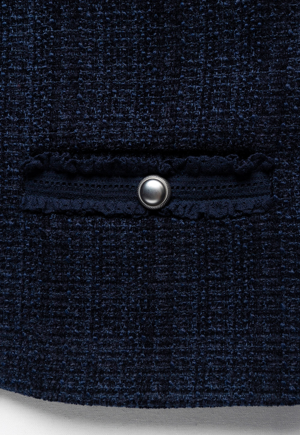 Navy Tweed Pearl-Button Jacket