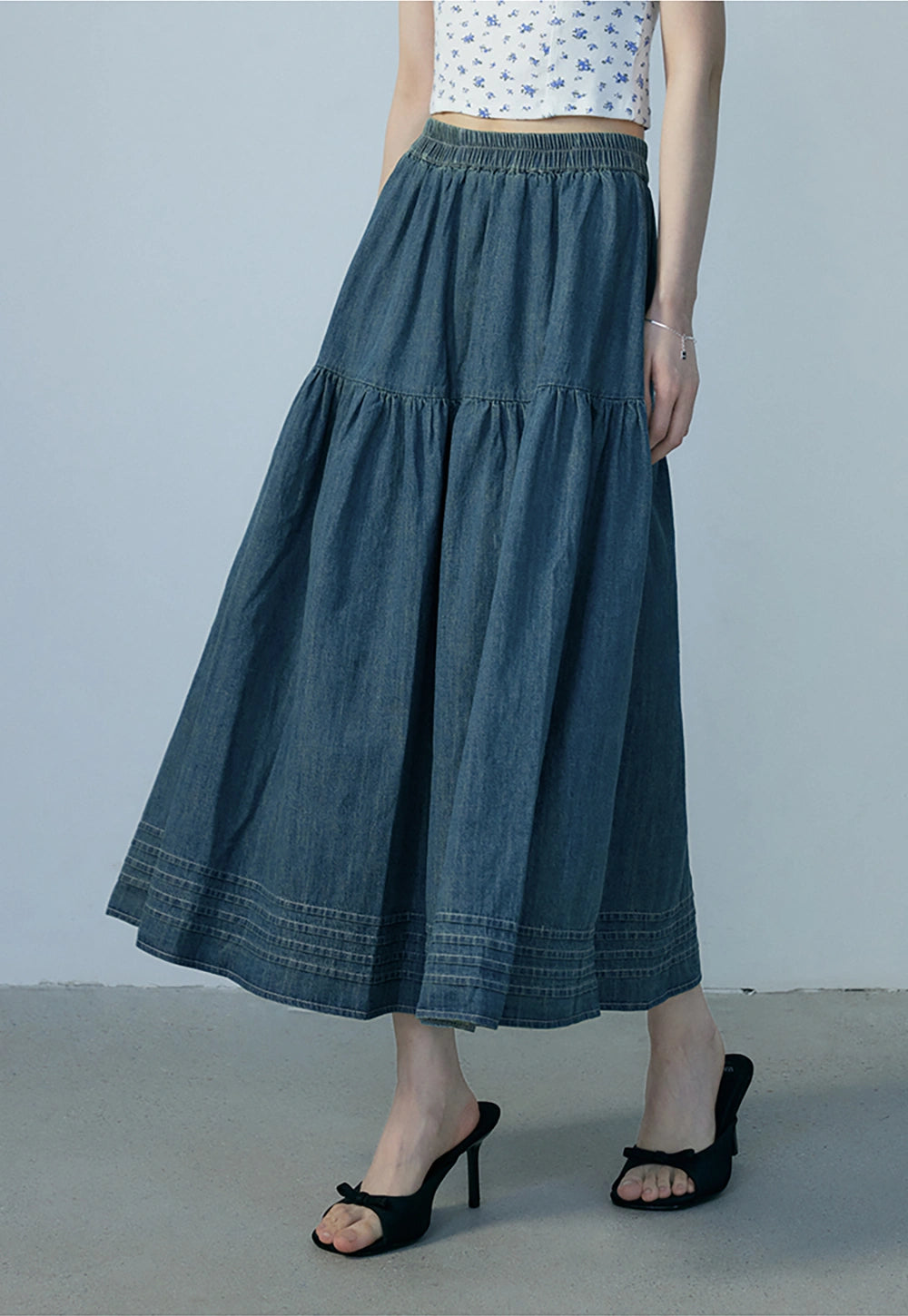 Skirt Midi Denim Wanita